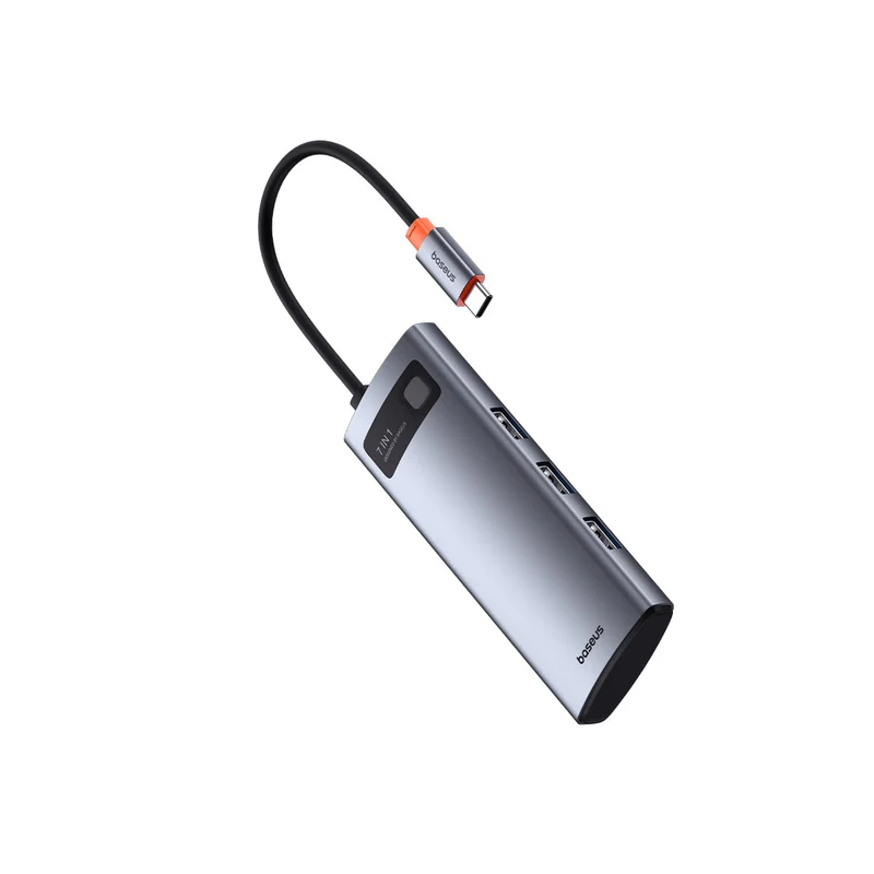 Baseus Metal Gleam Series 7-Port Hub USB-C to HDMI 4K@60Hz + 3xUSB 3.0 + PD + SD/TF (Space Grey) (B00030708811-00)