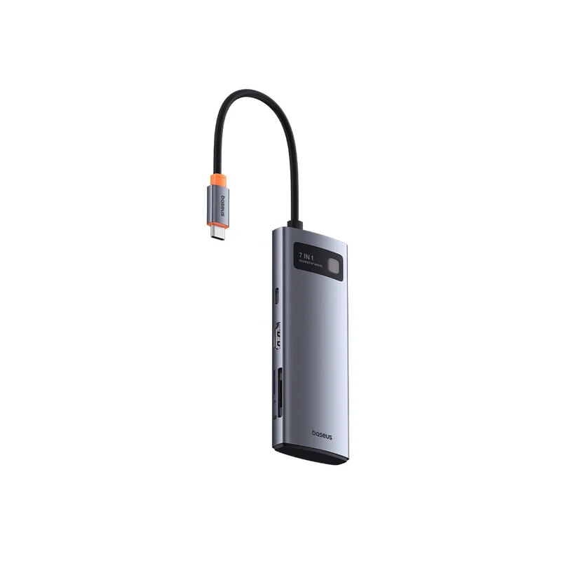 Baseus Metal Gleam Series 7-Port Hub USB-C to HDMI 4K@60Hz + 3xUSB 3.0 + PD + SD/TF (Space Grey) (B00030708811-00)
