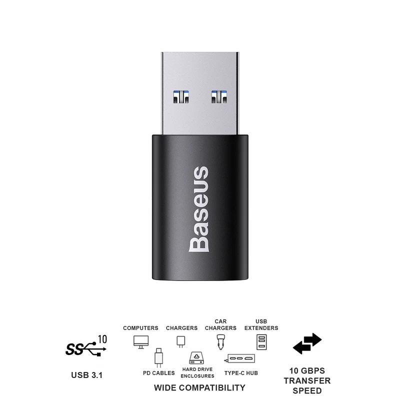 Baseus Ingenuity Series Mini OTG Adapter USB3.1 to Type-C (Black) (ZJJQ000101)