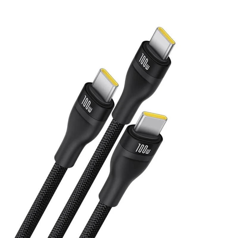 Baseus Flash Series III One-For-Three Fast Charging Cable USB-C to C+C+C 100W 1.5m (Cluster Black) (P10377503111-00)