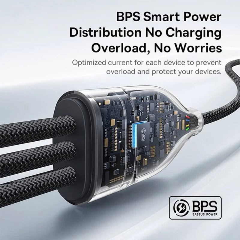 Baseus Flash Series III One-For-Three Fast Charging Cable USB-C to C+C+C 100W 1.5m (Cluster Black) (P10377503111-00)
