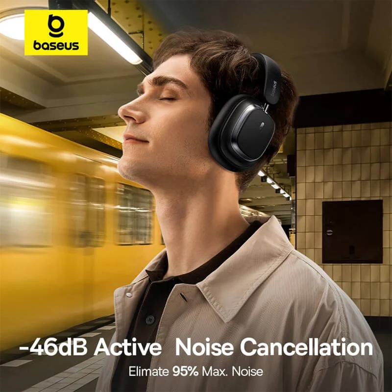 Baseus Bowie H1s Noise-Cancellation Wireless Headphone (Cluster Black, Stellar White)