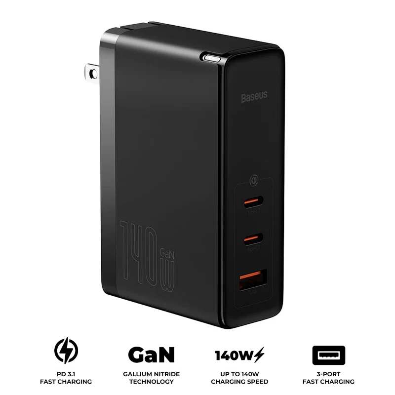 Baseus GaN5 Pro Fast Charger 2C+U 140W (Black) (CCGP100101)