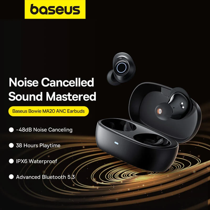 Baseus Bowie MA20 Noise-Cancellation True Wireless Earphone (Cluster Black) (A00054600113-00)