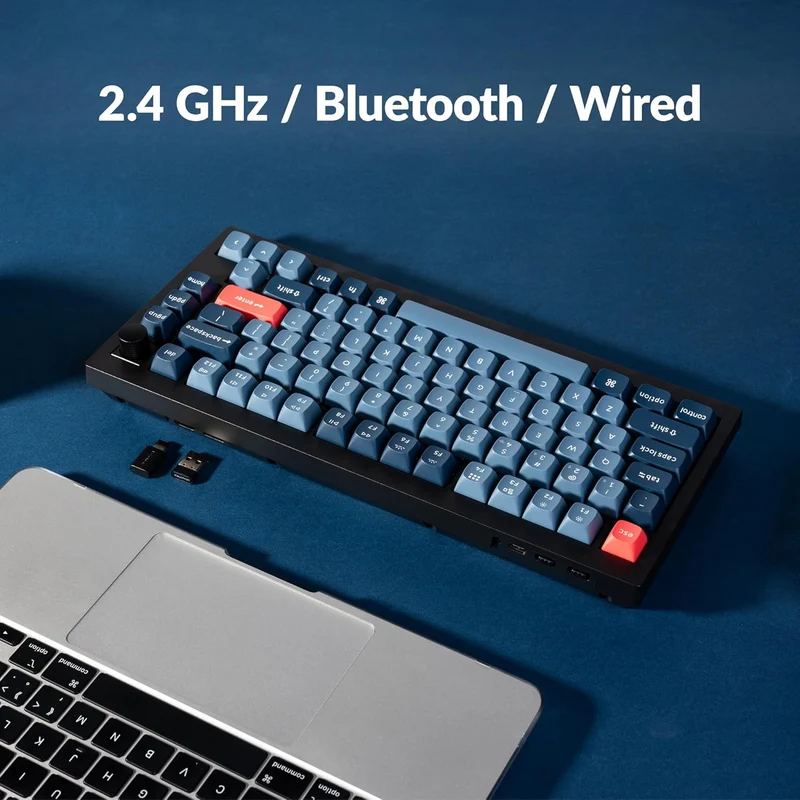 Keychron V1 Max QMK/VIA Fully-Assembled with Knob Hot-Swappable RGB Backlight 75% Wireless Custom Mechanical Keyboard - Carbon Black (Gateron Jupiter Banana Switch, Gateron Jupiter Brown Switch) (V1M-D4, V1M-D3)