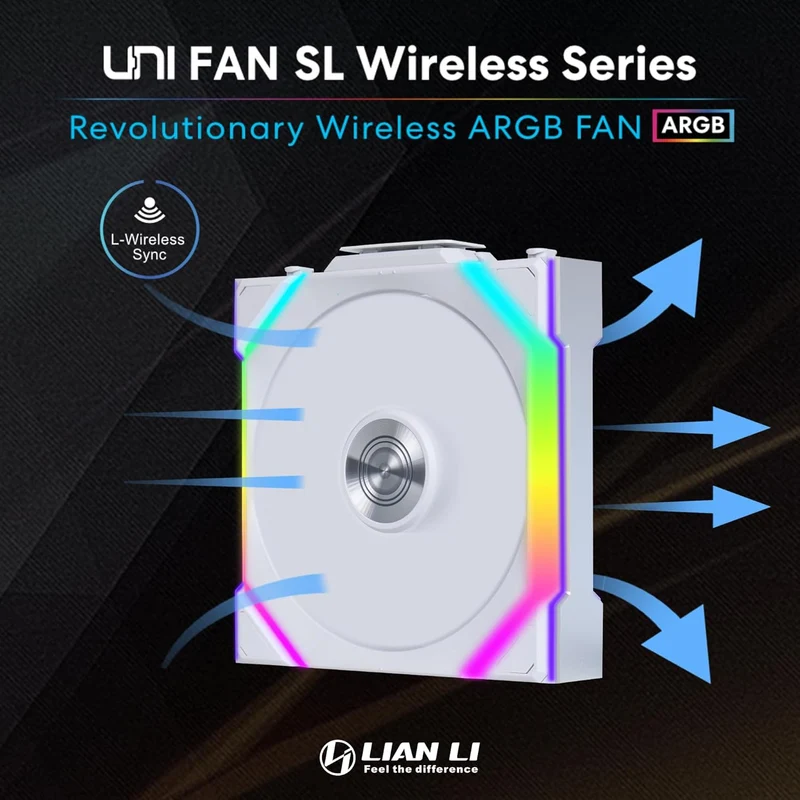 Lian Li Uni Fan SL Wireless 120 ARGB Reverse Blade with L-Wireless Controller - Triple Pack (Black, White)