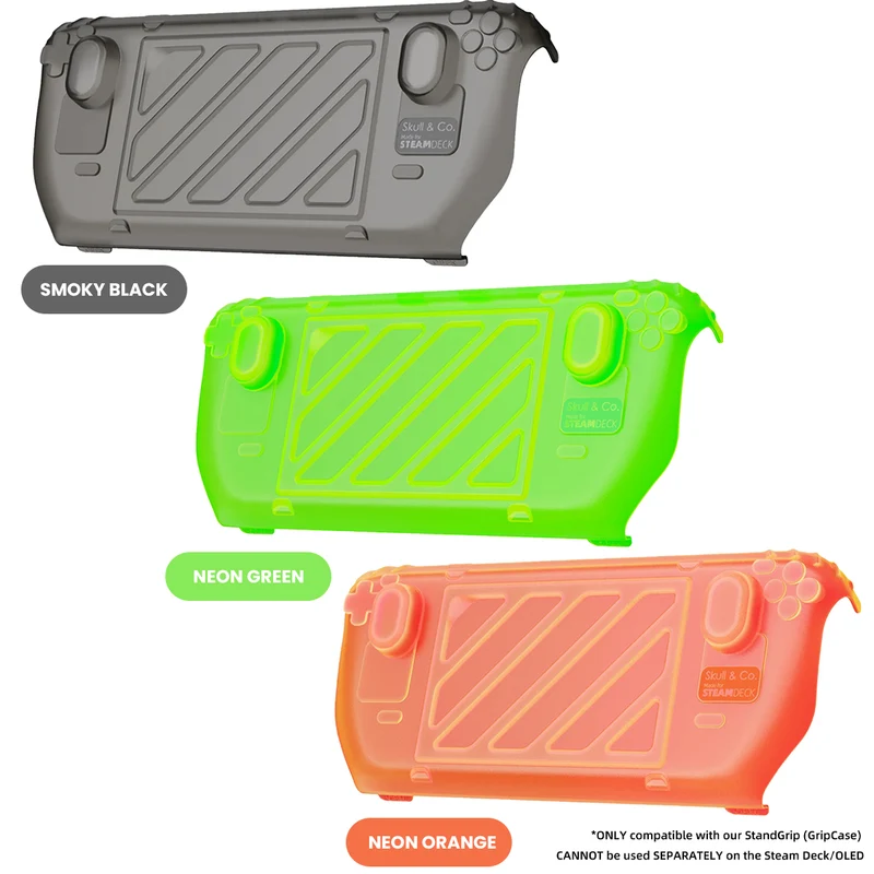 Skull & Co. HardShell Front Cover for Steam Deck StandGrip (Smoky Black, Neon Green, Neon Orange) (SDFC-SBK, SDFC-NGN, SDFC-NOG)