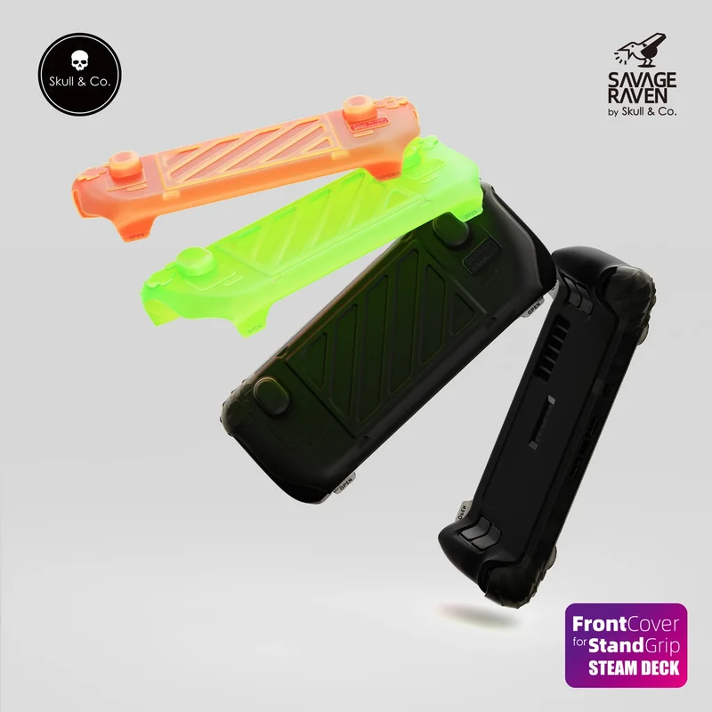 Skull & Co. HardShell Front Cover for Steam Deck StandGrip (Smoky Black, Neon Green, Neon Orange) (SDFC-SBK, SDFC-NGN, SDFC-NOG)