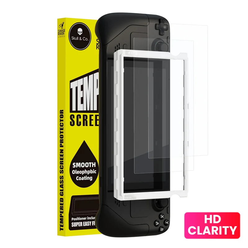 Skull & Co. Tempered Glass Screen Protector 9H Hardness / 2.26mm Ultra Thin with Positioner for Steam Deck / LCD (Anti-Glare Matte Finish, HD Clarity) (SDSP2-P-M, SDSP2-P-G)
