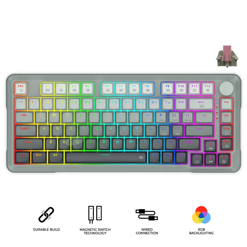 E-Yooso HZ-82 RGB 82-Keys Wired Mechanical Keyboard Gradient Grey (Magnetic Switch)