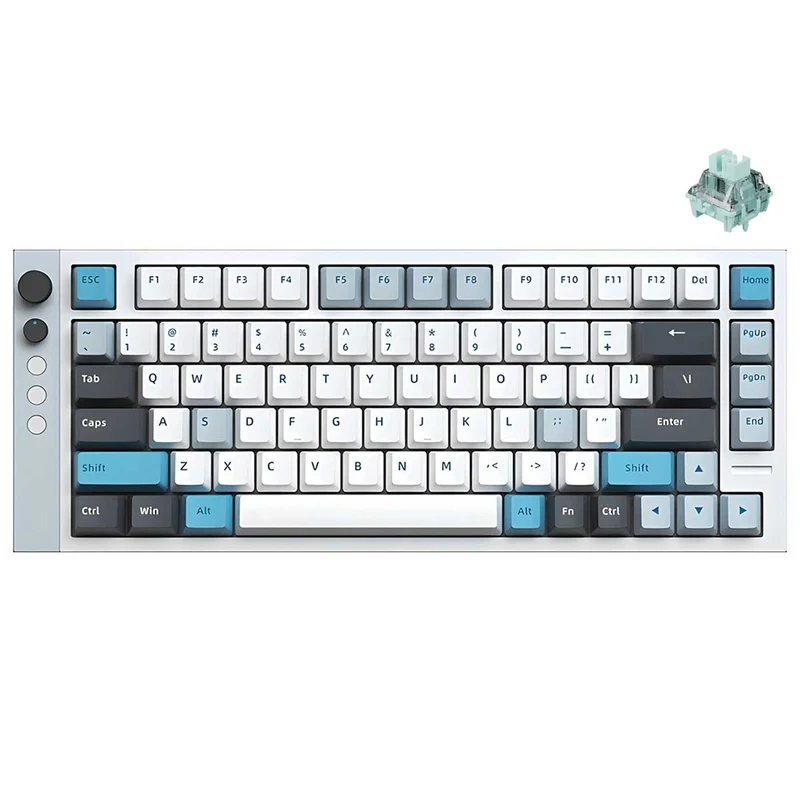 Lamzu Jet75 RGB 82-Keys 32K Scanning Rate 8KHz Polling Rate Hall Effect Aluminum Case Wired Magnetic Gaming Keyboard White/Blue (Gateron Jade Gaming Switch)