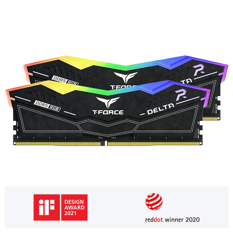 TeamGroup T-Force Delta RGB DDR5 32GB (2x16GB) 8000MHz CL38-48-48-84 1.45V Gaming Desktop Memory (Black , White) (FF3D532G8000HC38DDC01, FF4D532G8000HC38DDC01)