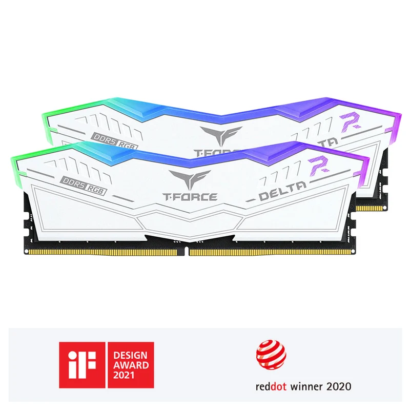 TeamGroup T-Force Delta RGB DDR5 32GB (2x16GB) 8000MHz CL38-48-48-84 1.45V Gaming Desktop Memory (Black , White) (FF3D532G8000HC38DDC01, FF4D532G8000HC38DDC01)