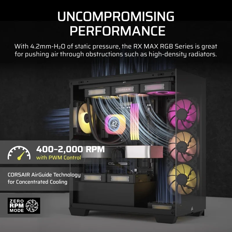 Corsair iCUE Link RX120 MAX RGB 120mm PWM Thick Fans Starter Kit - Triple Pack (Black) (CO-9051034-WW)