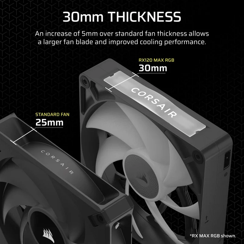 Corsair iCUE Link RX120 MAX RGB 120mm PWM Thick Fans Starter Kit - Triple Pack (Black) (CO-9051034-WW)