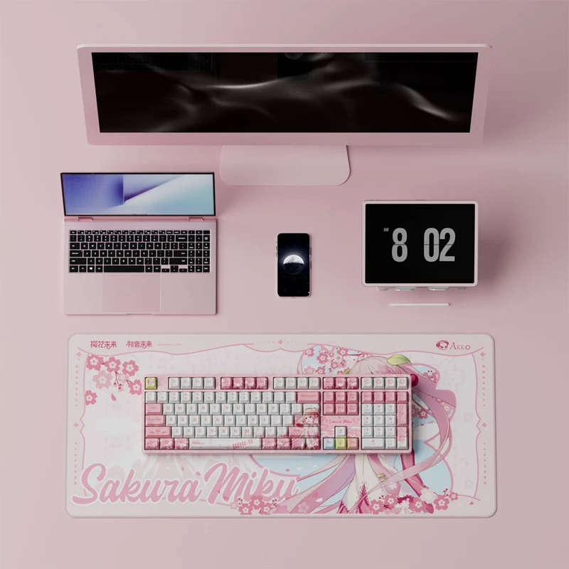 Akko Sakura Miku 5108B Plus Multi-Mode RGB Hot-Swappable Mechanical Keyboard (Akko Creamy Cyan Switch, Akko V3 Piano Pro Switch)
