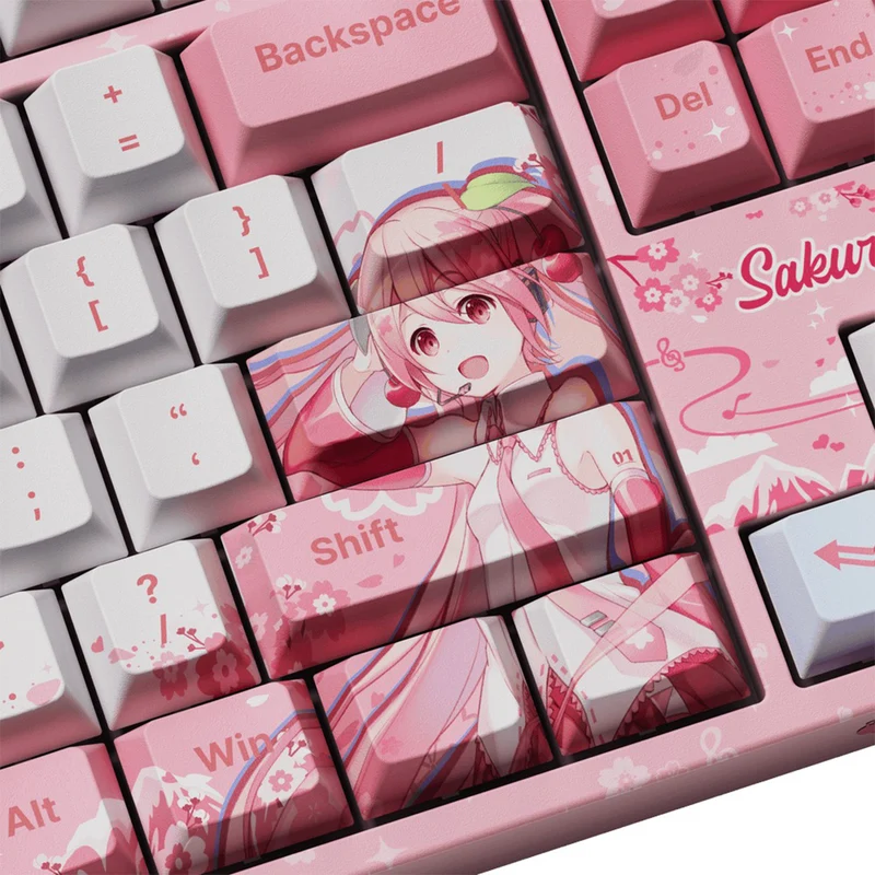 Akko Sakura Miku 5108B Plus Multi-Mode RGB Hot-Swappable Mechanical Keyboard (Akko Creamy Cyan Switch, Akko V3 Piano Pro Switch)