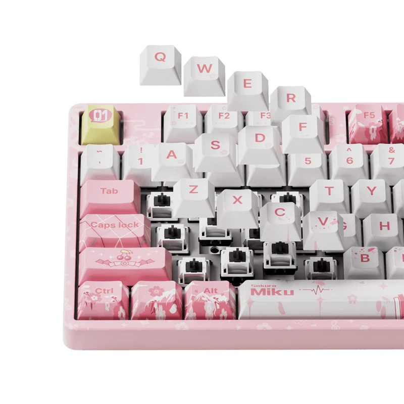 Akko Sakura Miku 5108B Plus Multi-Mode RGB Hot-Swappable Mechanical Keyboard (Akko Creamy Cyan Switch, Akko V3 Piano Pro Switch)