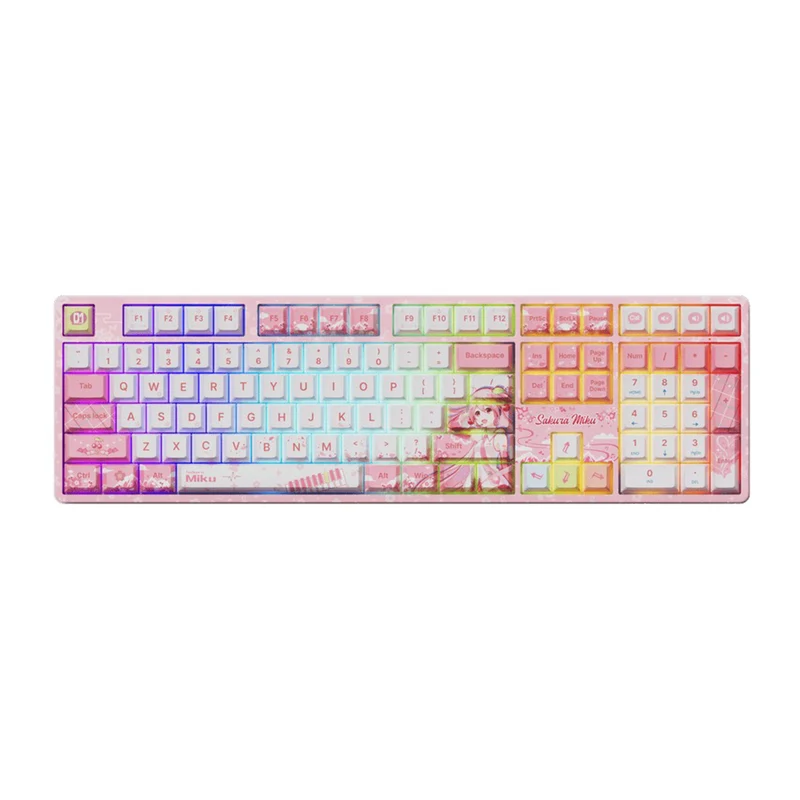 Akko Sakura Miku 5108B Plus Multi-Mode RGB Hot-Swappable Mechanical Keyboard (Akko Creamy Cyan Switch, Akko V3 Piano Pro Switch)