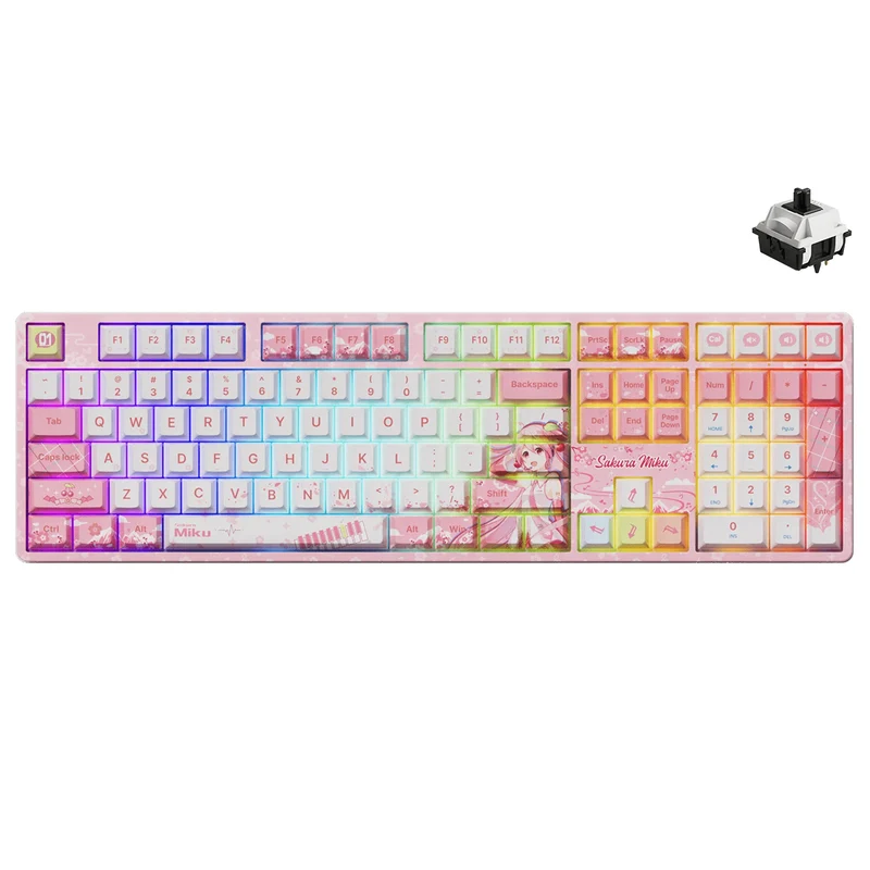 Akko Sakura Miku 5108B Plus Multi-Mode RGB Hot-Swappable Mechanical Keyboard (Akko Creamy Cyan Switch, Akko V3 Piano Pro Switch)