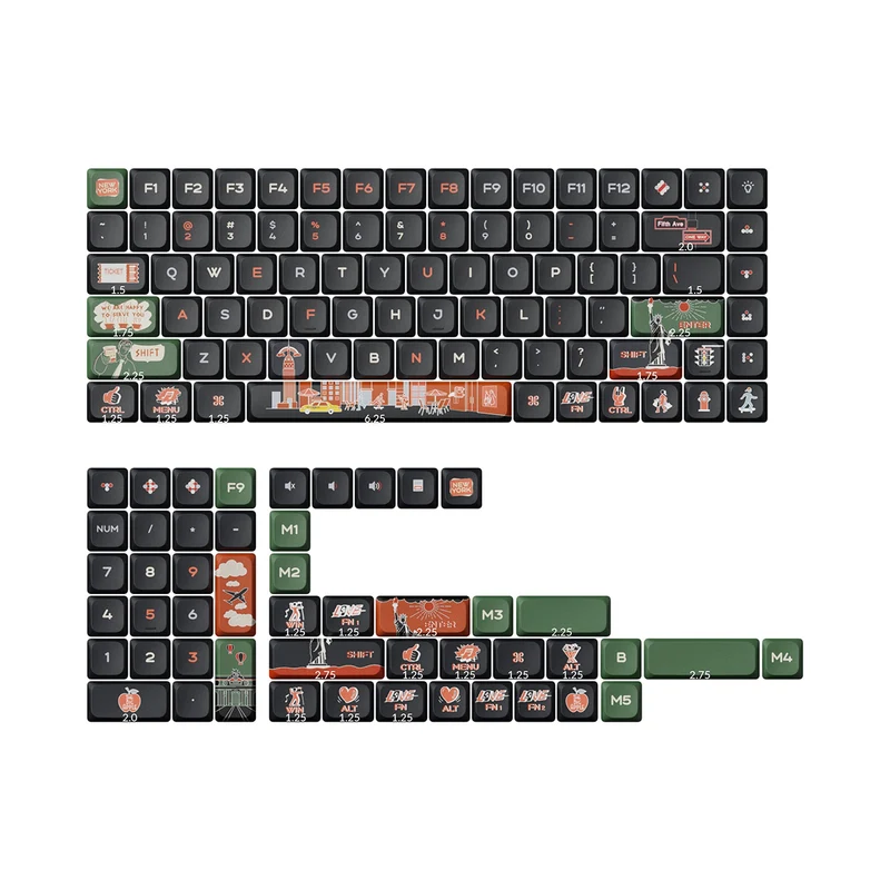 Keychron Low Profile LSA Dye-Sub PBT Full Set 133 Keys Keycap Set (New York) (PBT-71)