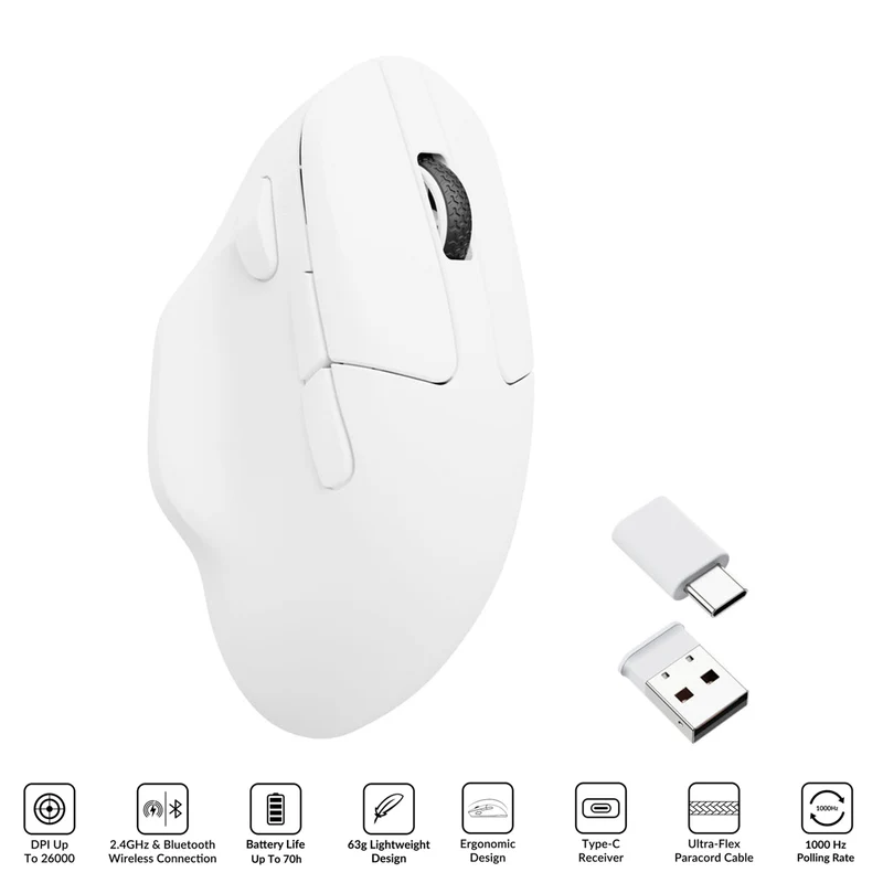 Keychron M7 1000Hz Wireless Mouse (White) (M7-A3)