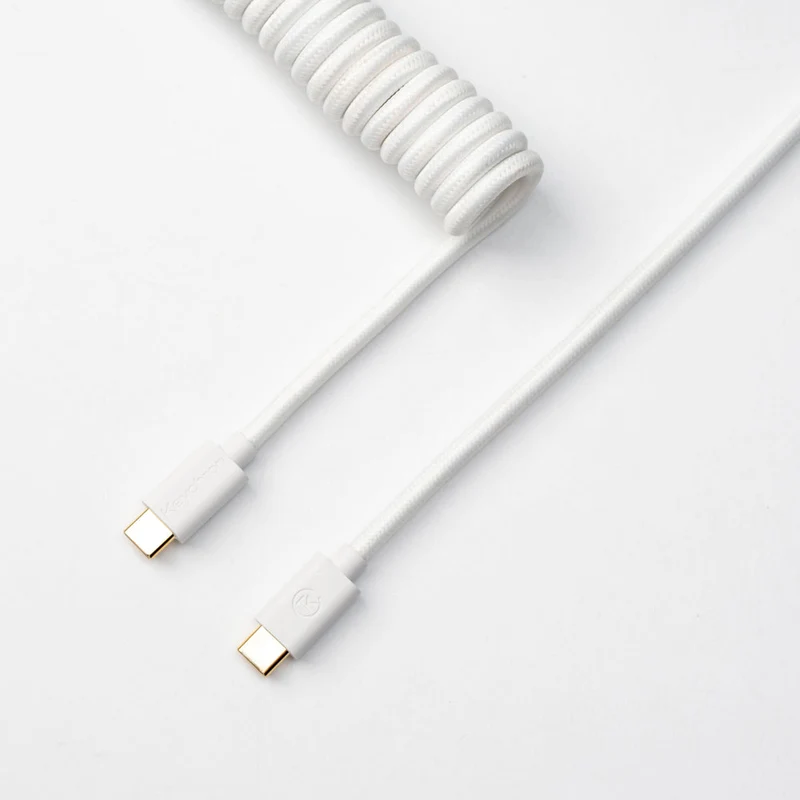 Keychron Coiled Aviator Type-C Straight Cable (White) (Cab-W)