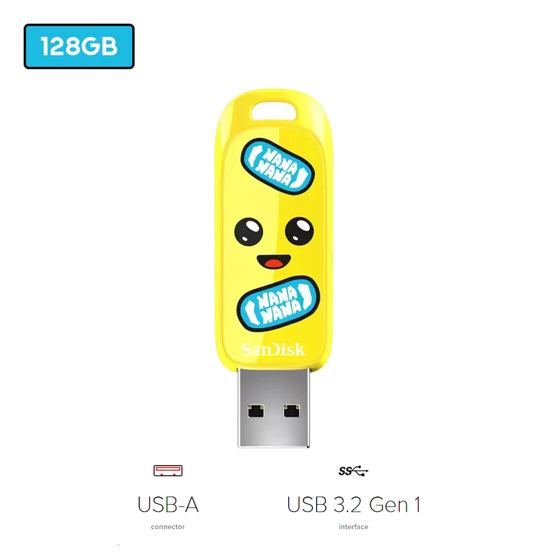 SanDisk Fortnite USB 3.2 Gen 1 Up to 130MB/s Read USB Flash Drive - Peely Edition (64GB, 128GB, 1TB)