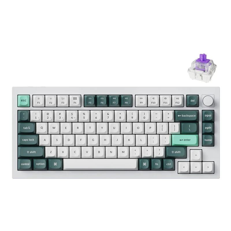 Keychron Q1 HE QMK 75% Fully Assembled Knob RGB Backlight Hot-Swappable Wireless Magnetic Switch Keyboard - Shell White (Gateron Double-Rail Magnetic Nebula Switch) (Q1H-P1)