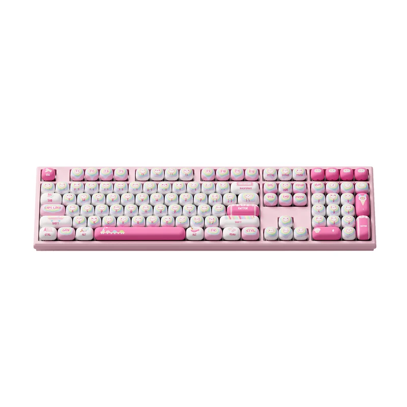 Akko x MonsGeek MG108B Rainbow Marshmallows Multi-Mode RGB Hot-Swappable Mechanical Keyboard (Akko V3 Piano Pro Switch, Akko Creamy Cyan Switch)