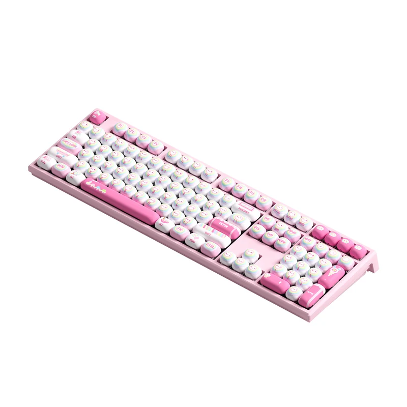Akko x MonsGeek MG108B Rainbow Marshmallows Multi-Mode RGB Hot-Swappable Mechanical Keyboard (Akko V3 Piano Pro Switch, Akko Creamy Cyan Switch)