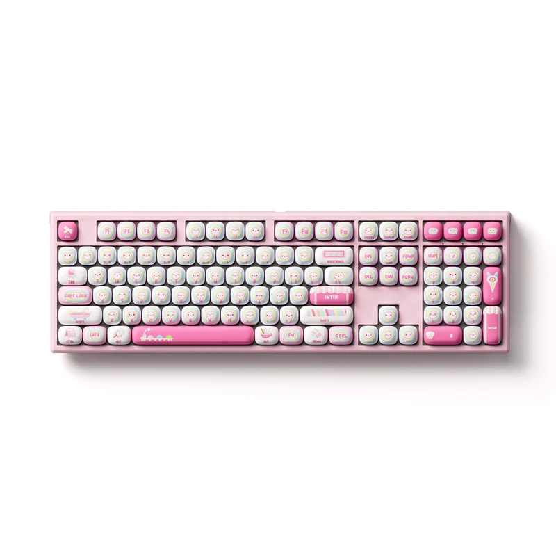 Akko x MonsGeek MG108B Rainbow Marshmallows Multi-Mode RGB Hot-Swappable Mechanical Keyboard (Akko V3 Piano Pro Switch, Akko Creamy Cyan Switch)