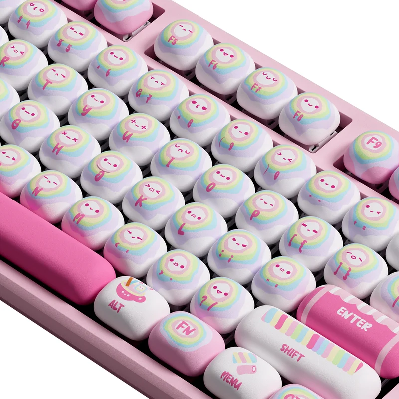 Akko x MonsGeek MG108B Rainbow Marshmallows Multi-Mode RGB Hot-Swappable Mechanical Keyboard (Akko V3 Piano Pro Switch, Akko Creamy Cyan Switch)