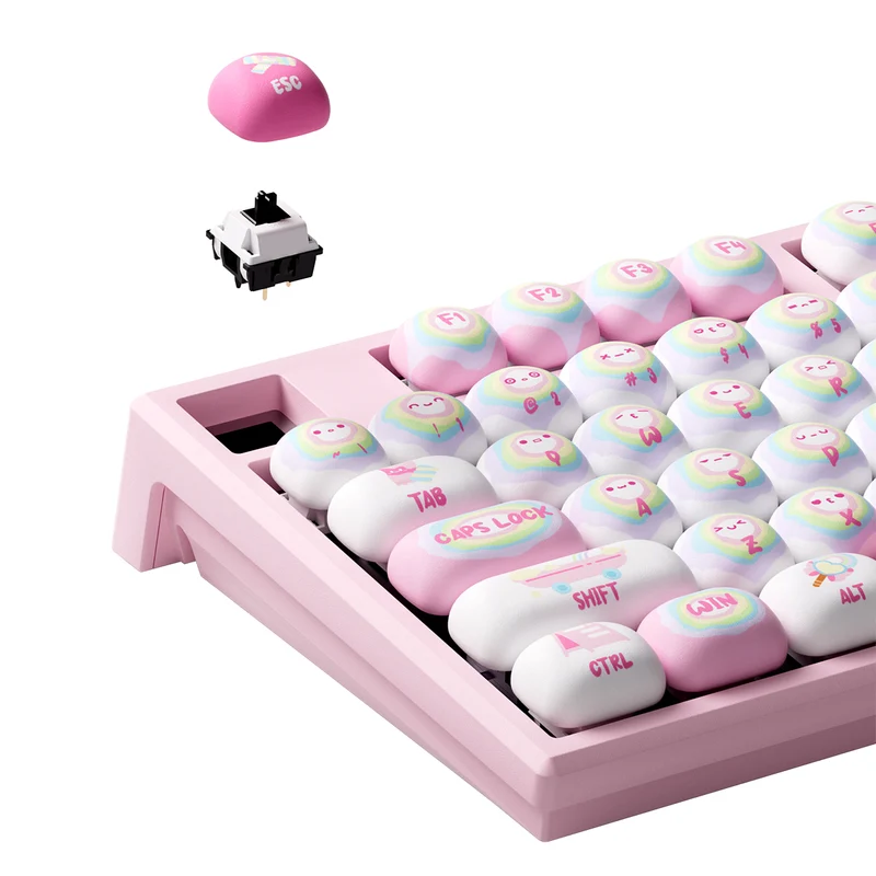 Akko x MonsGeek MG108B Rainbow Marshmallows Multi-Mode RGB Hot-Swappable Mechanical Keyboard (Akko V3 Piano Pro Switch, Akko Creamy Cyan Switch)