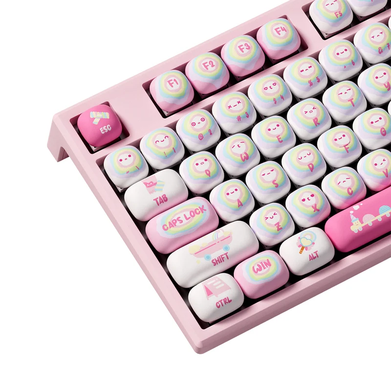 Akko x MonsGeek MG108B Rainbow Marshmallows Multi-Mode RGB Hot-Swappable Mechanical Keyboard (Akko V3 Piano Pro Switch, Akko Creamy Cyan Switch)