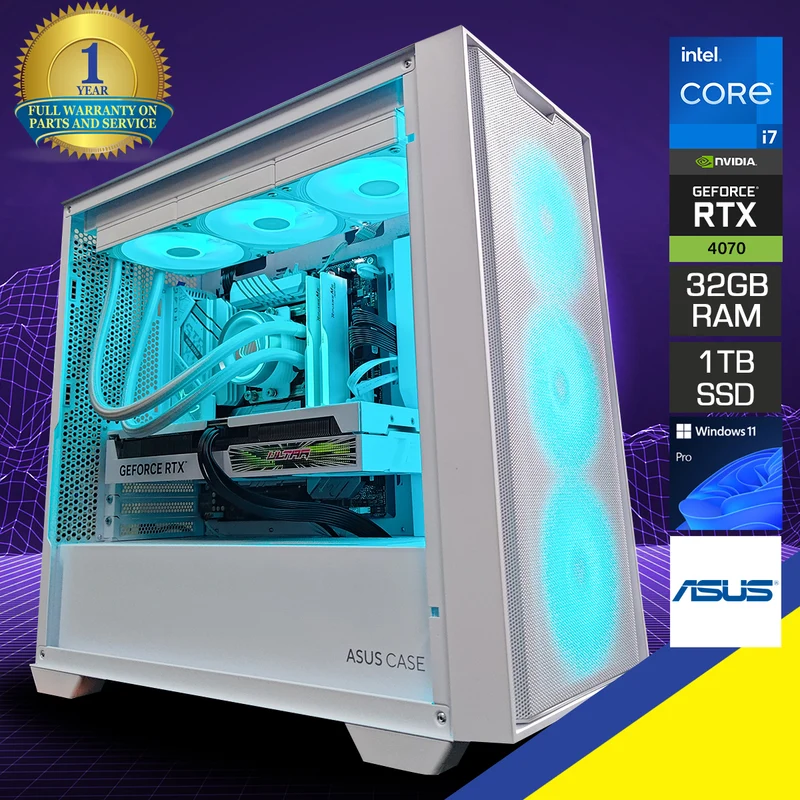 Sophos A21 White Desktop Gaming PC | Intel i7 14700F | 32 GB RAM | 1 TB SSD | RTX 4070 Super | Windows 11 Pro