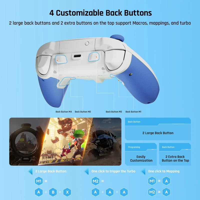 Bigbig Won Rainbow 2 SE Wireless Gaming Controller for Win 10&11 / Switch / Android / iOS (Blue, Pink, Green)