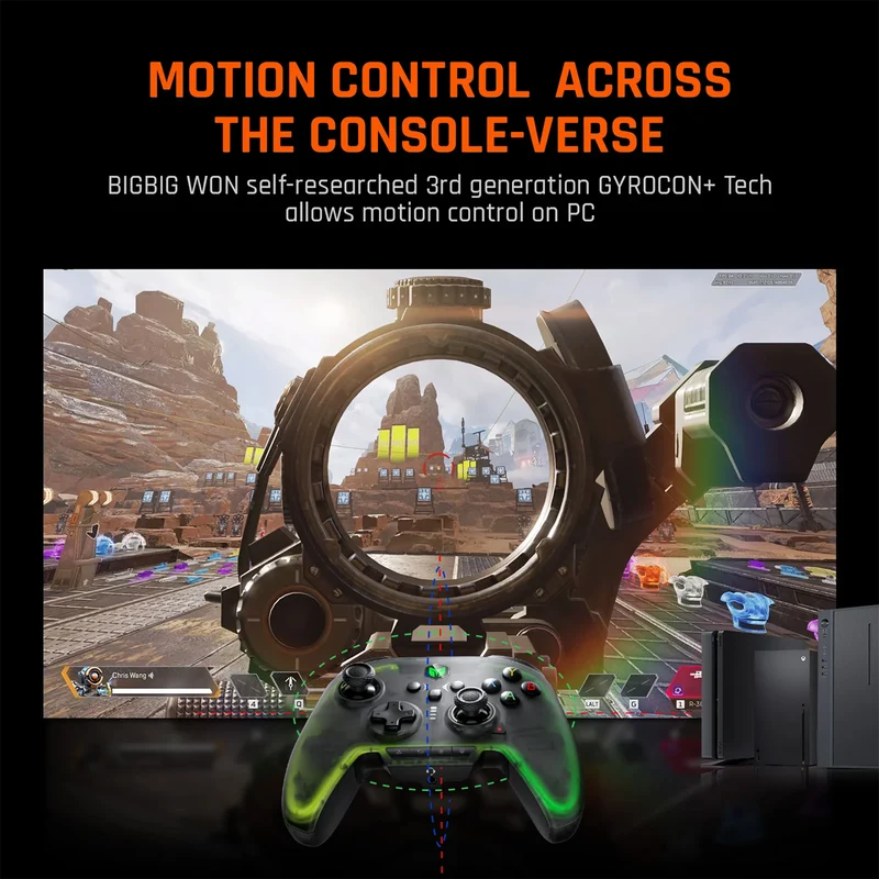 Bigbig Won Rainbow 2 Pro Wireless Gaming Controller with Charging Dock for Windows 10&11/ Switch/ Android/ iOS