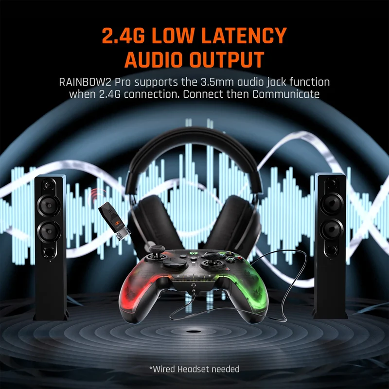 Bigbig Won Rainbow 2 Pro Wireless Gaming Controller with Charging Dock for Windows 10&11/ Switch/ Android/ iOS