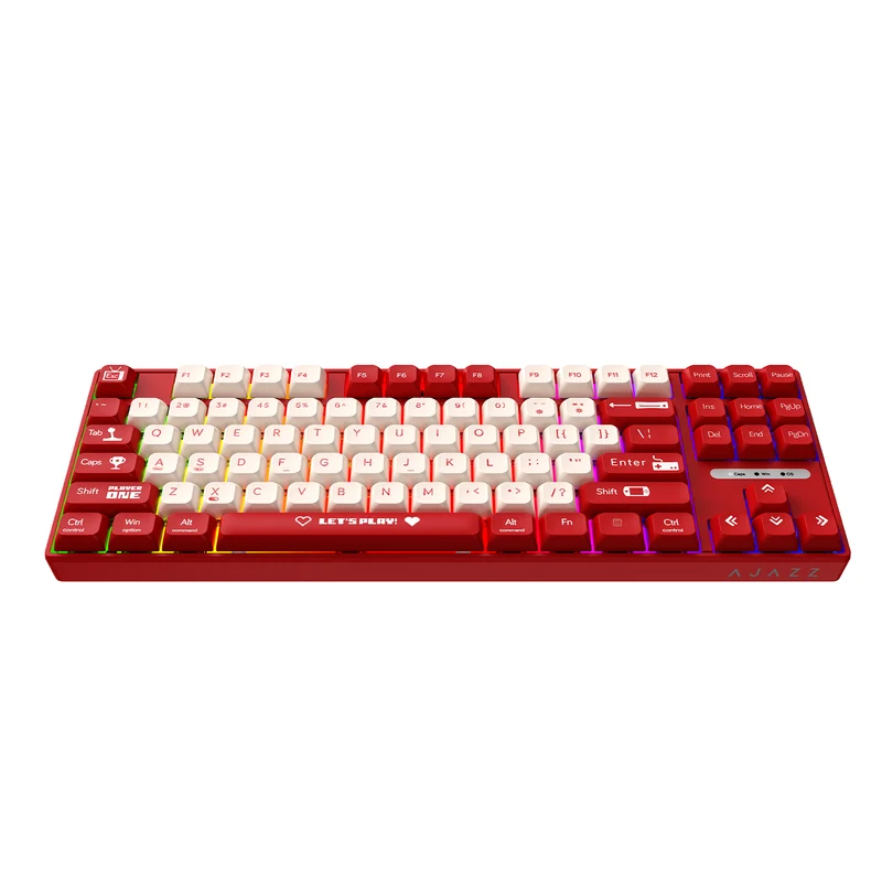 Ajazz AK870MC RGB Wired 87-Keys TKL Gasket-mounted Hot Swappable Mechanical Keyboard (Red/White) (Brown Switch, Red Switch)