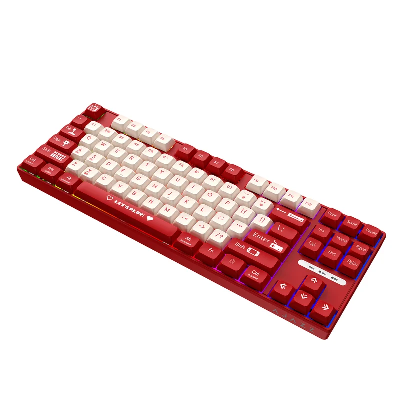 Ajazz AK870MC RGB Wired 87-Keys TKL Gasket-mounted Hot Swappable Mechanical Keyboard (Red/White) (Brown Switch, Red Switch)
