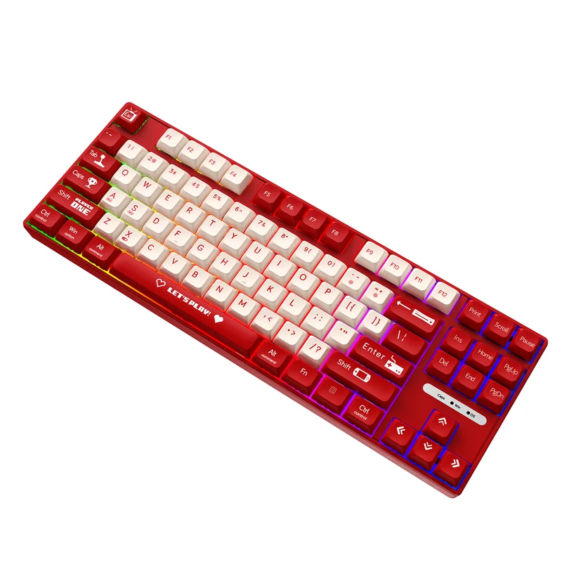 Ajazz AK870MC RGB Wired 87-Keys TKL Gasket-mounted Hot Swappable Mechanical Keyboard (Red/White) (Brown Switch, Red Switch)