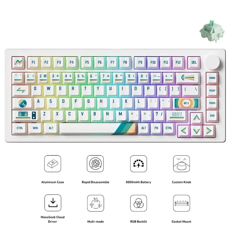 MonsGeek M1 V5 VIA 1980s Aluminum Case Multi-Mode RGB Hot-Swappable Mechanical Keyboard (Akko Botany Switch)