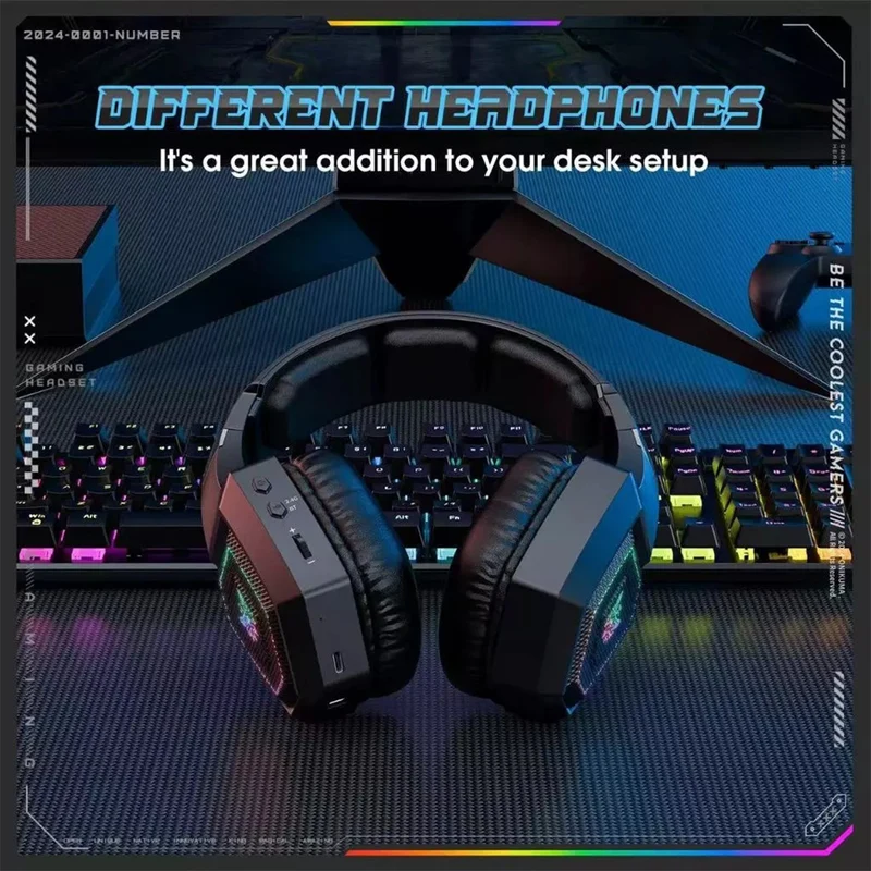 Onikuma GT806 RGB Tri-Mode Gaming Headset with Microphone (Black, White)