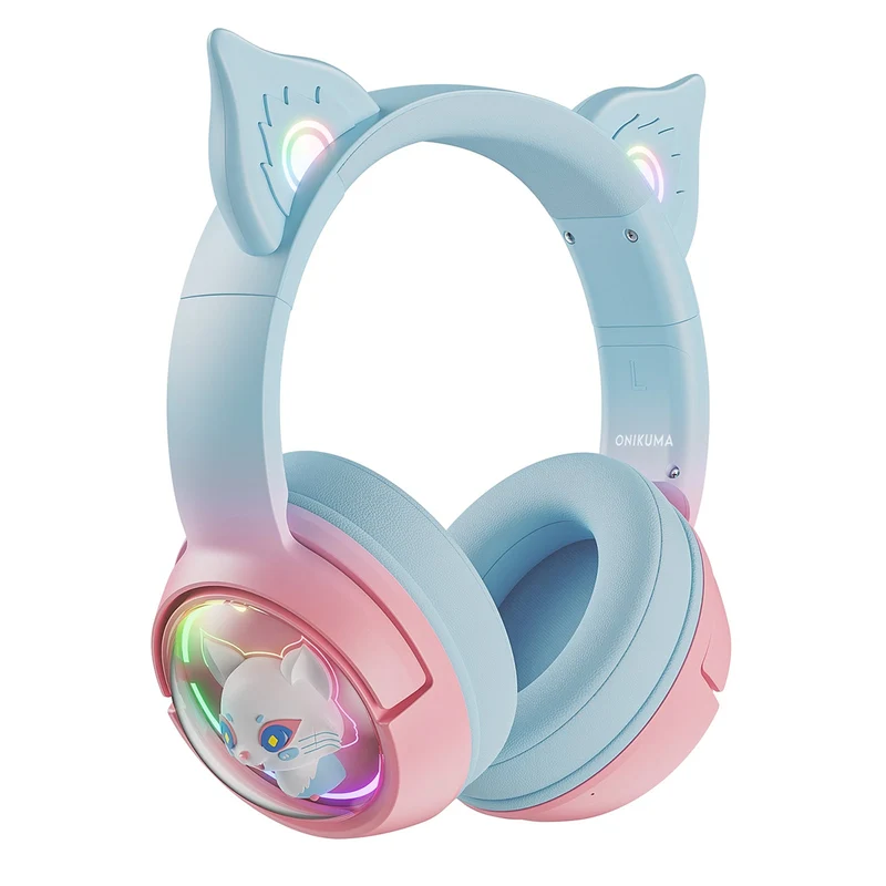 Onikuma B5 RGB Gradient Wireless Professional Gaming Headset (Blue/Pink)