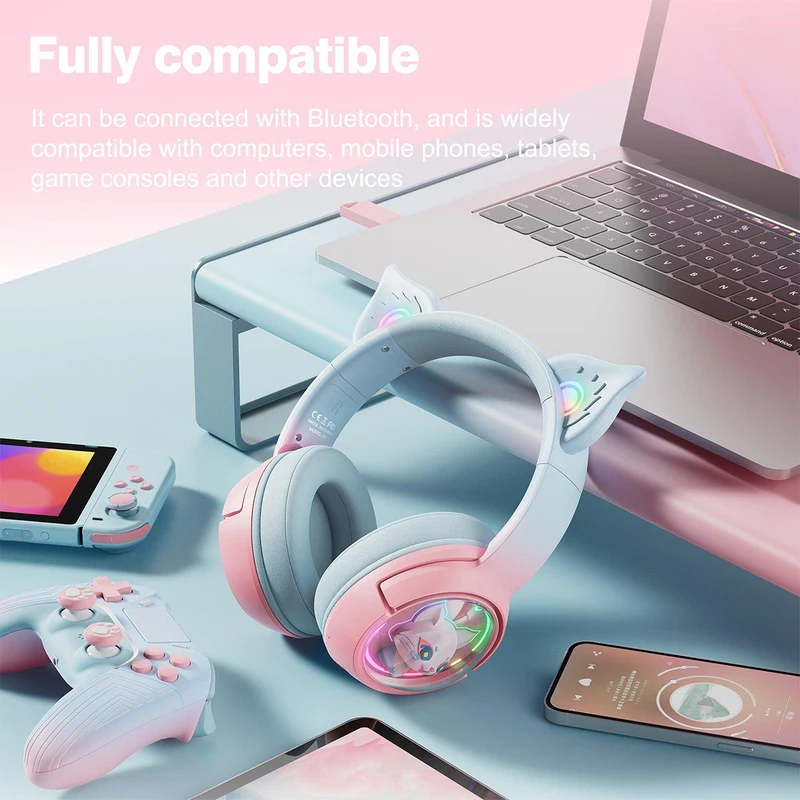 Onikuma B5 RGB Gradient Wireless Professional Gaming Headset (Blue/Pink)