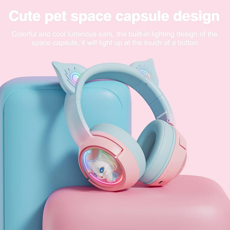 Onikuma B5 RGB Gradient Wireless Professional Gaming Headset (Blue/Pink)