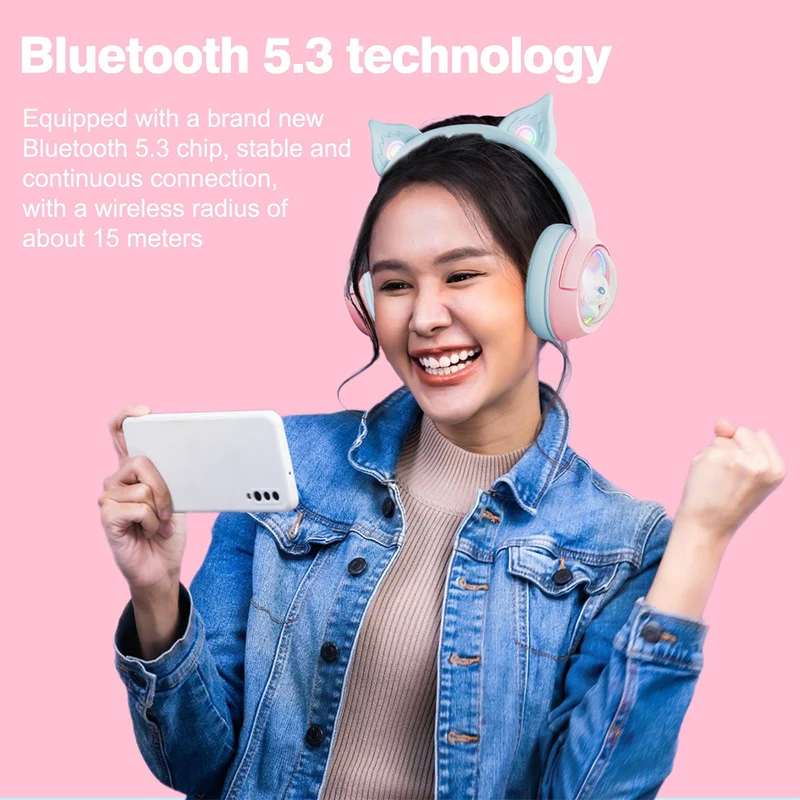 Onikuma B5 RGB Gradient Wireless Professional Gaming Headset (Blue/Pink)