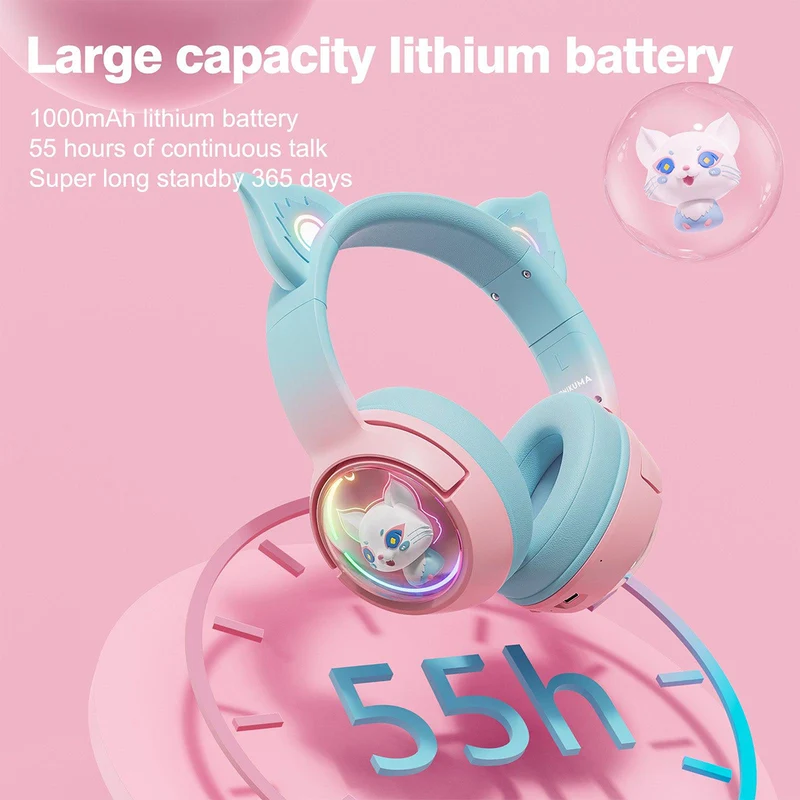 Onikuma B5 RGB Gradient Wireless Professional Gaming Headset (Blue/Pink)