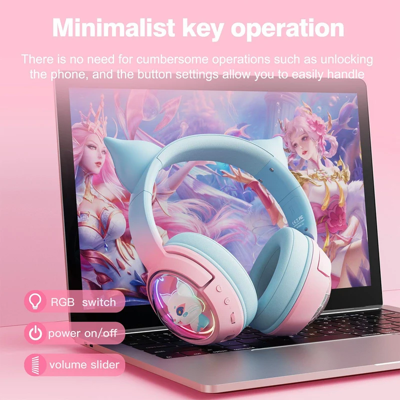 Onikuma B5 RGB Gradient Wireless Professional Gaming Headset (Blue/Pink)